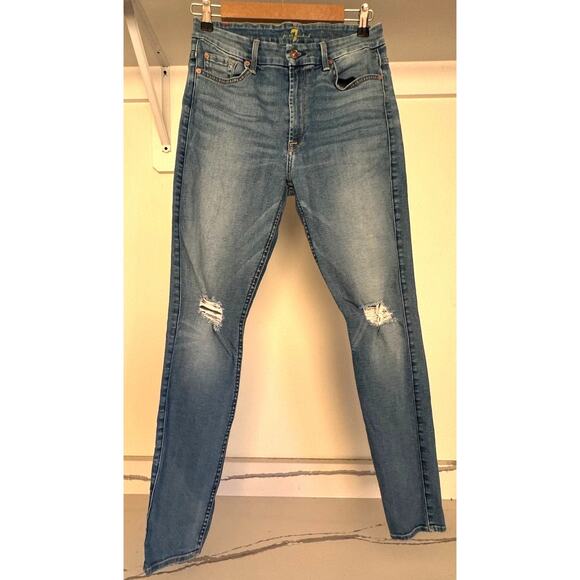 7 For All Mankind The‎ High Waist Skinny Light Wash Size 28 - Picture 1 of 8